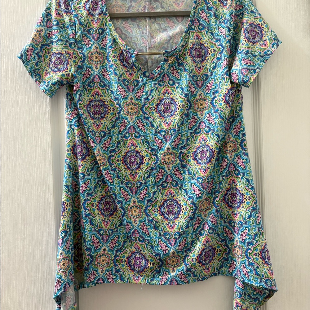 Women's Teal Multi-Medallion Short Sleeve Tee
